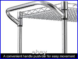 3 Tier Heavy Duty Commercial Grade Rolling Utility Cart Shelf with Handle Trolley