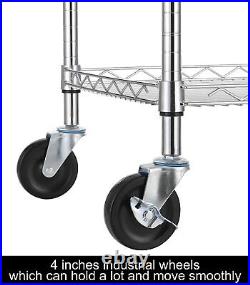 3 Tier Heavy Duty Commercial Grade Rolling Utility Cart Shelf with Handle Trolley