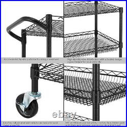 3 Tier Heavy Duty Commercial Grade Utility Cart, Wire Rolling Cart 36L Black