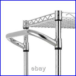 3 Tier Heavy Duty Commercial Grade Utility Cart, Wire Rolling Cart 36L Chrome