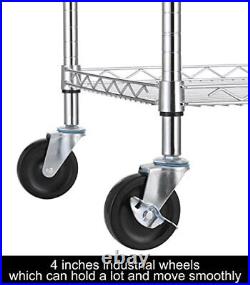 3 Tier Heavy Duty Commercial Grade Utility Cart Wire Rolling Cart With Handle Ba