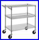 3 Tier Heavy Duty Commercial Grade Utility Cart, Wire Rolling Cart with Handl