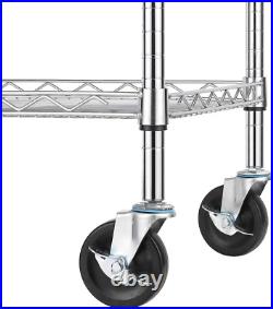 3 Tier Heavy Duty Commercial Grade Utility Cart with Wood Top Wire Rolling