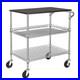 3 Tier Heavy Duty Commercial Grade Utility Cart with Wood Top, Wire Rolling C