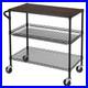 3 Tier Heavy Duty Commercial Grade Utility Cart with Wood Top, Wire Rolling C