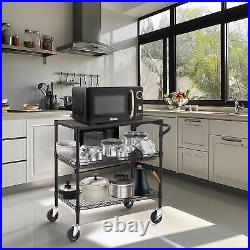 3 Tier Heavy Duty Commercial Grade Utility Cart with Wood Top, Wire Rolling C