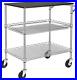3 Tier Heavy Duty Commercial Grade Utility Cart with Wood Top, Wire Rolling Cart