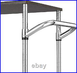 3 Tier Heavy Duty Commercial Grade Utility Cart with Wood Top, Wire Rolling Cart
