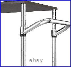 3 Tier Heavy Duty Commercial Grade Utility Cart with Wood Top, Wire Rolling Cart
