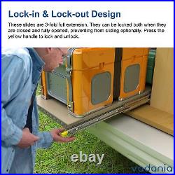 40 Industrial Grade Heavy Duty Drawer Slide with Lock #VD2576, 3 Widening U