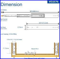 48 Industrial Grade Heavy Duty Drawer Slide with Lock #VD2576, 3 Widening up t