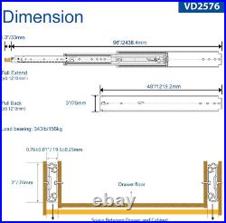 48 Industrial Grade Heavy Duty Drawer Slide with Lock #VD2576, 3 Widening up t