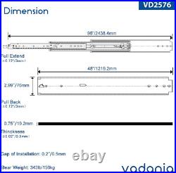 48 Industrial Grade Heavy Duty Drawer Slide with Lock #VD2576, 3 Widening up t