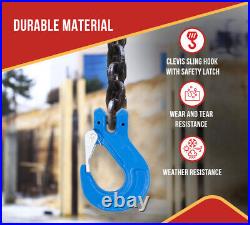 4Pk Heavy Duty Grade 100 3/8 Clevis Sling Hook with Latch 8,800 LBS WLL, Blue