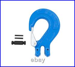 4Pk Heavy Duty Grade 100 3/8 Clevis Sling Hook with Latch 8,800 LBS WLL, Blue