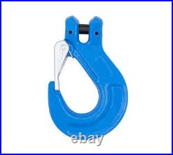 4Pk Heavy Duty Grade 100 3/8 Clevis Sling Hook with Latch 8,800 LBS WLL, Blue