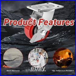4 Inch Heavy Duty Casters Wheels, Industrial Grade Polyurethane Casters Set o