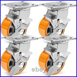 4-Inch Industrial Grade Casters Wheels, Heavy Duty Casters Set of 4 with Brak