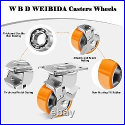 4-Inch Industrial Grade Casters Wheels, Heavy Duty Casters Set of 4 with Brak