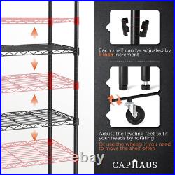 4-Tier Commercial Grade Heavy Duty Adjustable Height Wire Shelving WithWheels & Le