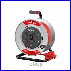 50 ft. Heavy-Duty Professional Grade Metal Cord Reel Extension Cord with 4 Outlets