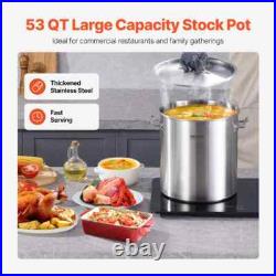 53 qt. Stainless Steel Stockpot Heavy Duty Commercial Grade Nonstick Sauce Pot w