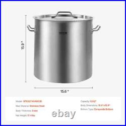 53 qt. Stainless Steel Stockpot Heavy Duty Commercial Grade Nonstick Sauce Pot w