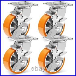 5 Inch Heavy Duty Casters Set of 4, Industrial Grade Casters Wheels with Brak