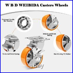 5 Inch Heavy Duty Casters Set of 4, Industrial Grade Casters Wheels with Brak