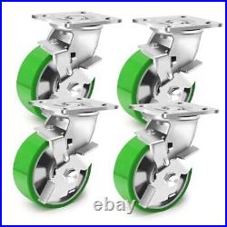 5 Inch Heavy Duty Industrial Grade Caster Set of 4 5IN / Swivel & Brakes