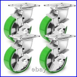 5 Inch Heavy Duty Industrial Grade Caster Set of 4 5IN / Swivel & Brakes
