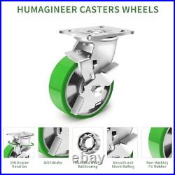 5 Inch Heavy Duty Industrial Grade Caster Set of 4 5IN / Swivel & Brakes