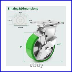 5 Inch Heavy Duty Industrial Grade Caster Set of 4, Industrial Swivel Casters