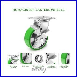 5 Inch Heavy Duty Industrial Grade Caster Set of 4, Industrial Swivel Casters