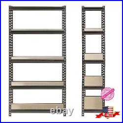 5 Tier Industrial-Grade Steel Shelving Heavy Duty Storage 800lbs Per Shelf Black