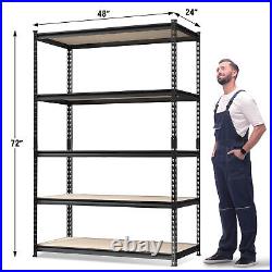 5-Tier Metal Garage Shelving 48Wx24D x 72H Adjustable Storage Rack Heavy Duty