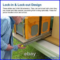 60 Industrial Grade Heavy Duty Drawer Slide with Lock #VD2576, 3 Widening U