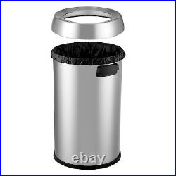 65 L / 17 Gal Open Top Trash Can Commercial Grade Heavy Duty Brushed Stainles