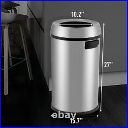 65 L / 17 Gal Open Top Trash Can Commercial Grade Heavy Duty Brushed Stainless S