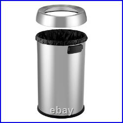 65 L / 17 Gal Open Top Trash Can Commercial Grade Heavy Duty Brushed Stainless S