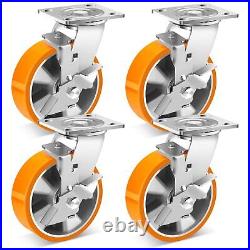 6 Inch Industrial Grade Casters Set of 4, Heavy Duty Casters Wheels with Brak
