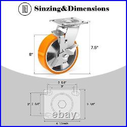 6 Inch Industrial Grade Casters Set of 4, Heavy Duty Casters Wheels with Brak