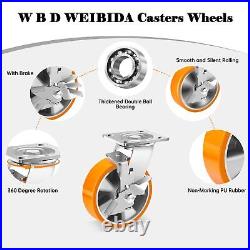 6 Inch Industrial Grade Casters Set of 4, Heavy Duty Casters Wheels with Brak