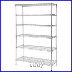 6-Tier Commercial Grade Heavy Duty Steel Wire Shelving Chrome