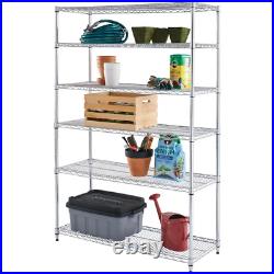 6-Tier Commercial Grade Heavy Duty Steel Wire Shelving Chrome