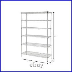 6-Tier Commercial Grade Heavy Duty Steel Wire Shelving Chrome