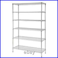 6-Tier Commercial Grade Heavy Duty Steel Wire Shelving Unit In Chrome