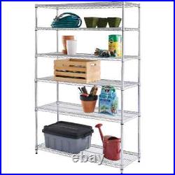 6-Tier Commercial Grade Heavy Duty Steel Wire Shelving Unit In Chrome