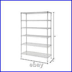 6-Tier Commercial Grade Heavy Duty Steel Wire Shelving Unit In Chrome