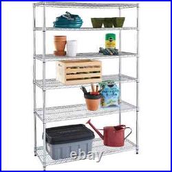 6-Tier Commercial Grade Heavy Duty Steel Wire Shelving Unit In Chrome